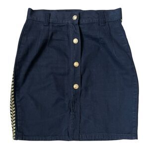 DAKOTA BLUE Star Black Vintage 90’s Jean Denim Gold Detail Skirt Size 11